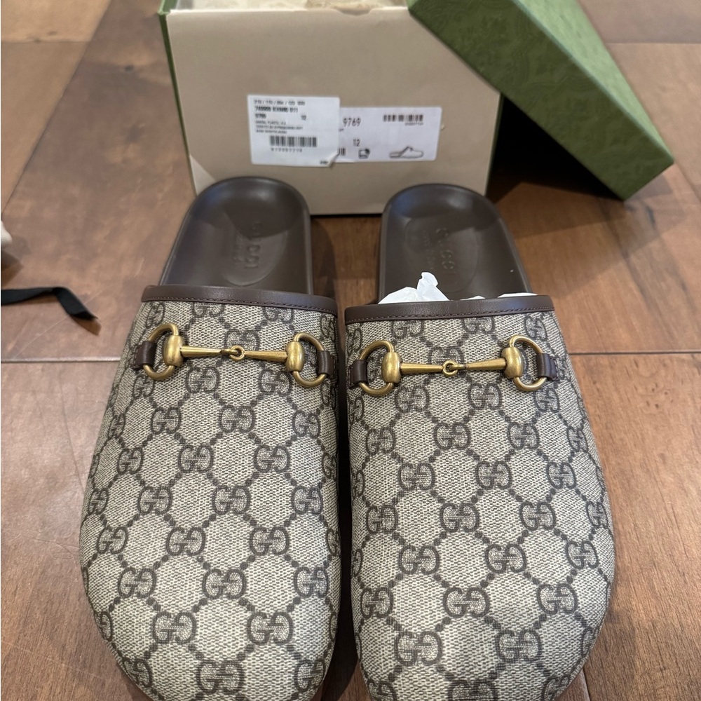 Gucci Monogram Horsebit Mules